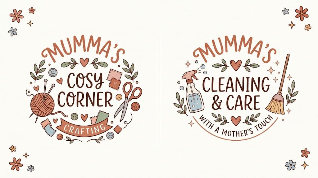 Mumma's Cosy Corner and Mumma's Cleaning & Care logo concepts